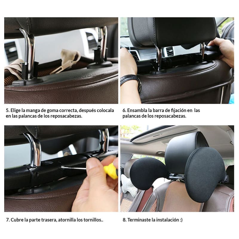 JZCreater Almohada para reposacabezas de automóvil, reposacabezas ajustable  de 360° para asiento de automóvil, en forma de U, soporte para cabeza y
